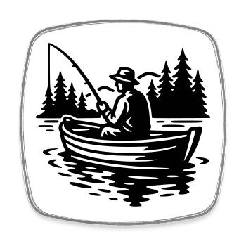 Pêche - Magnet carré - blanc - Devant