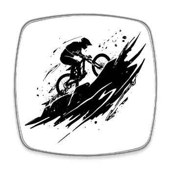 Illustration de vélo de montagne VTT - Magnet carré - blanc - Devant