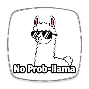 Lama mit Sonnenbrille No Prob Mama - Viereckiger Kühlschrankmagnet - Weiß - Vorne
