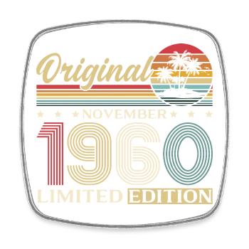 65. Geburtstag Original November Jahrgang 1960  - Viereckiger Kühlschrankmagnet - Weiß - Vorne