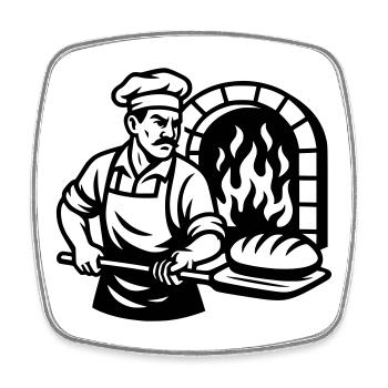 Baker - Square fridge magnet - white - Front