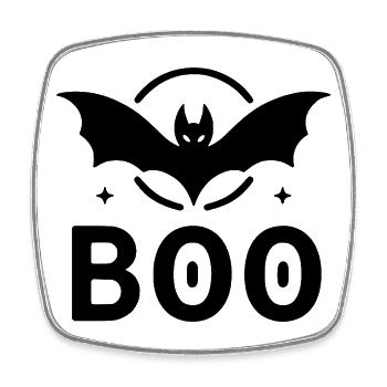 BOO - Fledermaus - Viereckiger Kühlschrankmagnet - Weiß - Vorne