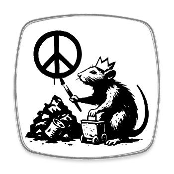 Un rat appelle à la paix - Magnet carré - blanc - Devant