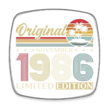 40ème Anniversaire Original Novembre Millésime 1986 - Magnet carré - blanc - Devant