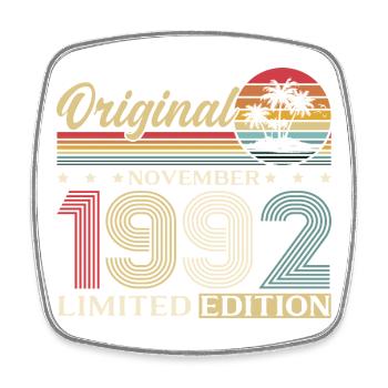 33rd Birthday Original November Vintage 1992 - Square fridge magnet - white - Front