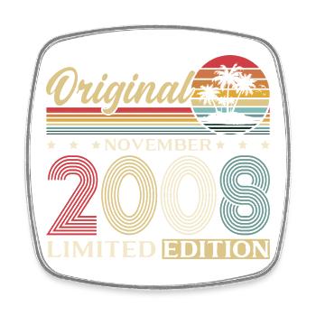 18th Birthday Original November Vintage 2008 - Square fridge magnet - white - Front