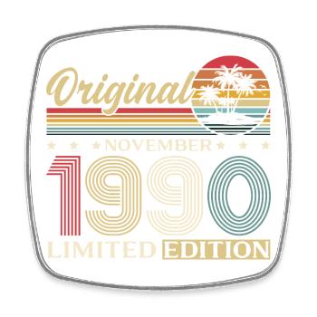 35th Birthday Original November Vintage 1990 - Square fridge magnet - white - Front