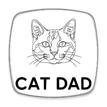 Cat Dad minimalistisches Katzen-Line Art Geschenk - Viereckiger Kühlschrankmagnet - Weiß - Vorne