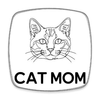 Cat Mom – minimalistisches Katzen-Line Art - Viereckiger Kühlschrankmagnet - Weiß - Vorne