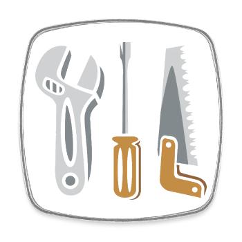 Werkzeug Set – Heimwerker Design - Viereckiger Kühlschrankmagnet - Weiß - Vorne
