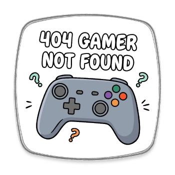404 Gamer Nicht Gefunden - Viereckiger Kühlschrankmagnet - Weiß - Vorne