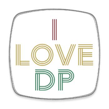 I Love DP Distressed Vintage Retro 70s - Square fridge magnet - white - Front