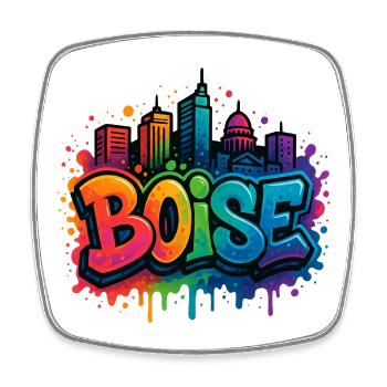 Boise Graffiti Skyline - Viereckiger Kühlschrankmagnet - Weiß - Vorne