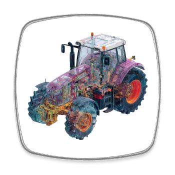 CAD X-ray tracteur couleur jeu illustration - Magnet carré - blanc - Devant