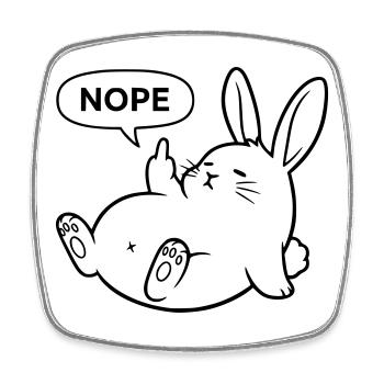 Non, Lapin | Déclaration de lapin coquin - Magnet carré - blanc - Devant