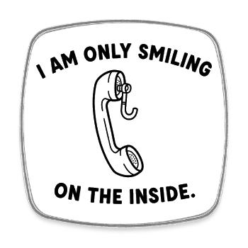 À l’intérieur du sourire Phone Line Art - Magnet carré - blanc - Devant