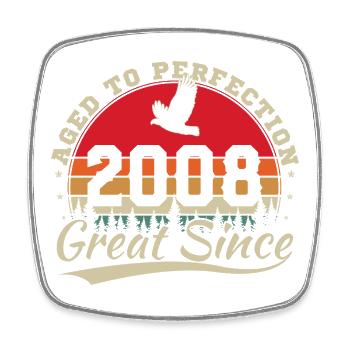 2008 Vintage Retro Birthday Gift - Square fridge magnet - white - Front