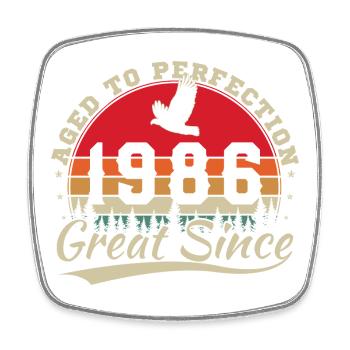 1986 Vintage Rétro Cadeau D'anniversaire - Magnet carré - blanc - Devant