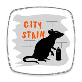 City Stain – rat graffiti - Square fridge magnet - white - Front
