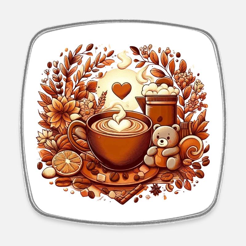 Amateur de café - Magnet carré - blanc