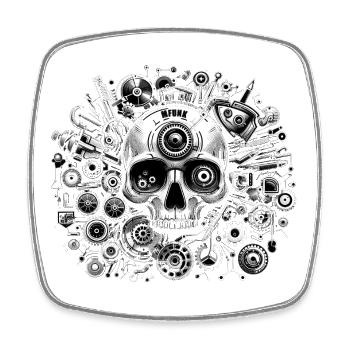 STEAMPUNK SKULL - Square fridge magnet - white - Front