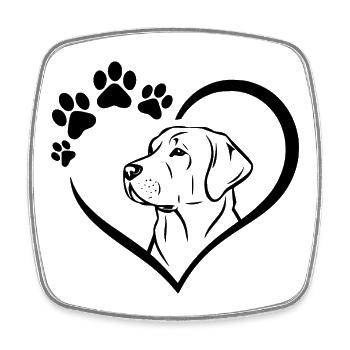 Labrador Retriever Zeichnung - Viereckiger Kühlschrankmagnet - Weiß - Vorne