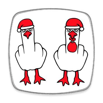2 Seagulls Middle Finger Insult Christmas Team - Square fridge magnet - white - Front