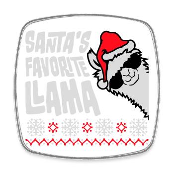 Santa's Favorite Llama Cool Side Sunglasses - Square fridge magnet - white - Front