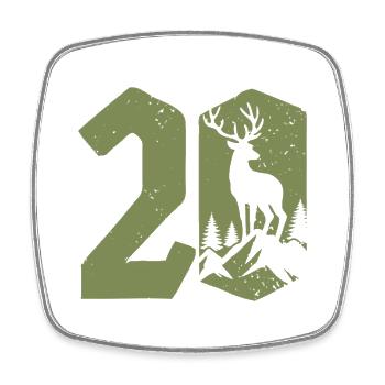 Jäger 20. Geburtstag Jagd 20 Jahre Zahl Hirsch - Viereckiger Kühlschrankmagnet - Weiß - Vorne