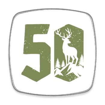 Jäger 50. Geburtstag Jagd 50 Jahre Zahl Hirsch - Viereckiger Kühlschrankmagnet - Weiß - Vorne