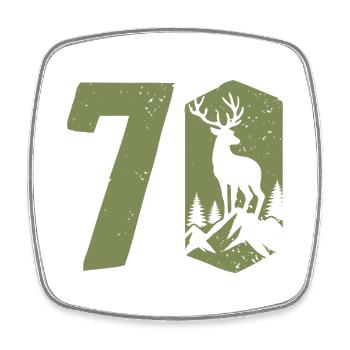 Jäger 70. Geburtstag Jagd 70 Jahre Zahl Hirsch - Viereckiger Kühlschrankmagnet - Weiß - Vorne