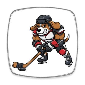 Cool Beagle Chien Joueur de Hockey sur Glace Master Sport - Magnet carré - blanc - Devant