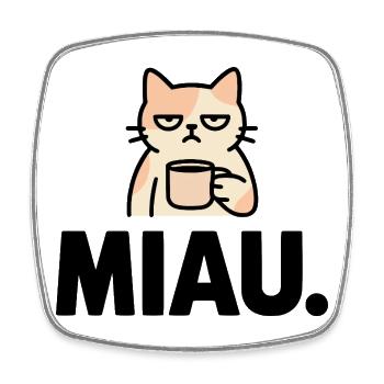 Meow morning grouches - Square fridge magnet - white - Front