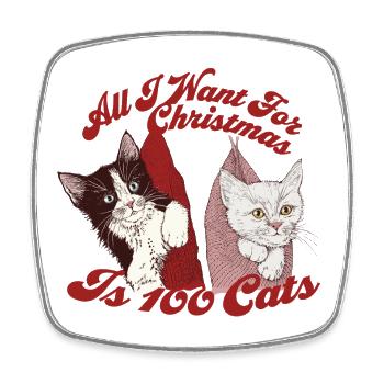ALLES, WAS ICH MIR ZU WEIHNACHTEN WÜNSCHE, SIND 100 KATZEN - Viereckiger Kühlschrankmagnet - Weiß - Vorne