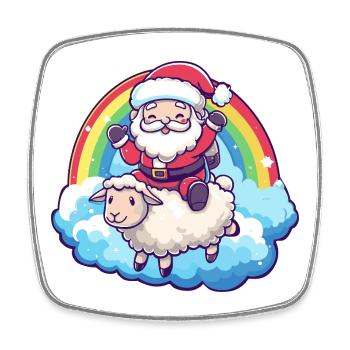 Mouton Père Noël Noël - Magnet carré - blanc - Devant