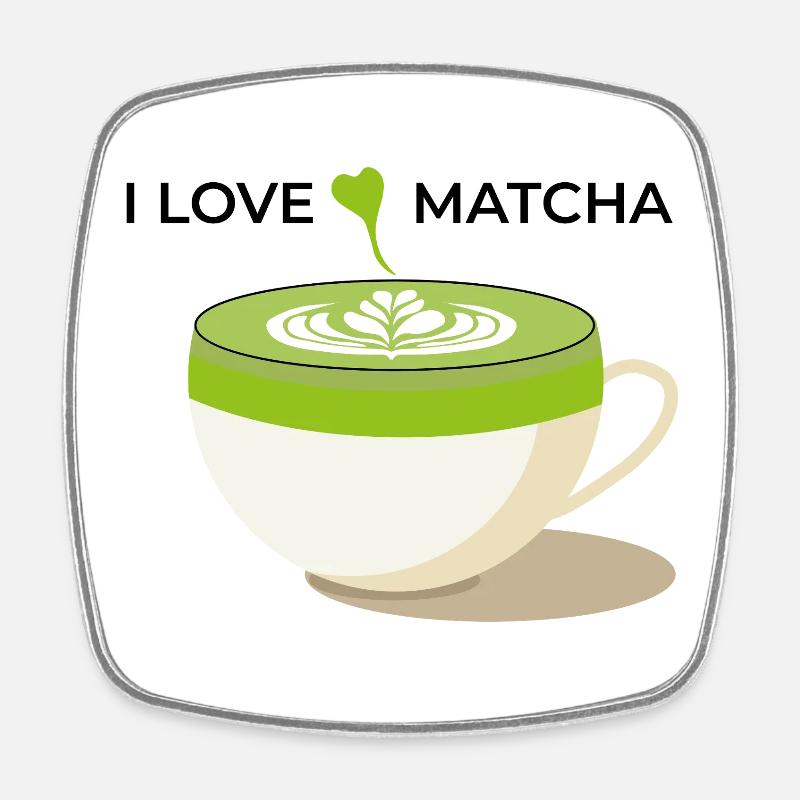 I Love Matcha - Viereckiger Kühlschrankmagnet - Weiß