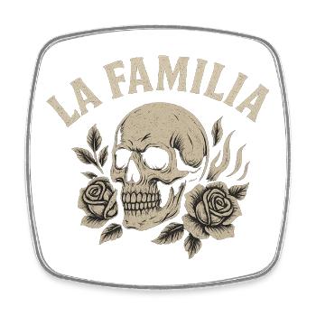 La Familia Skull with Roses - Square fridge magnet - white - Front