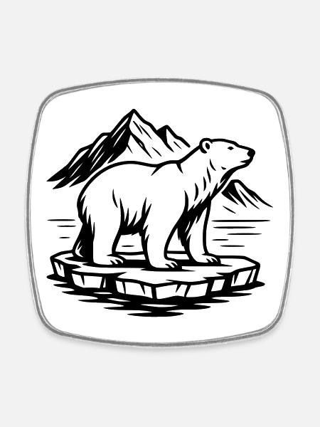 ours blanc - Magnet carré - blanc