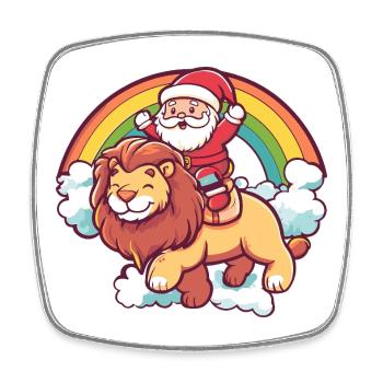 Lion Père Noël Noël - Magnet carré - blanc - Devant