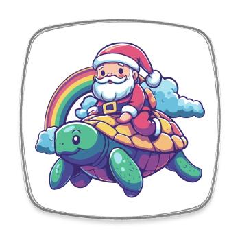 Turtle Santa Claus Christmas - Square fridge magnet - white - Front