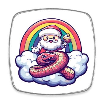 Snake Cobra Santa Claus Christmas - Square fridge magnet - white - Front