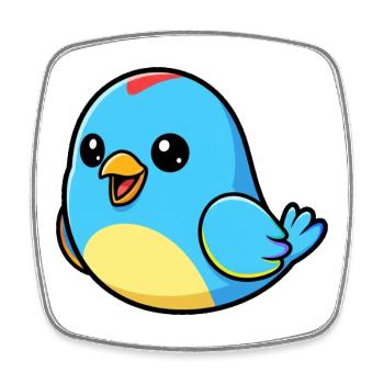Fröhlicher Blauer Vogel Cartoon - Viereckiger Kühlschrankmagnet - Weiß - Vorne