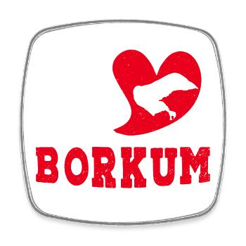 Borkumer Insel I LOVE BORKUM Lustiges - Viereckiger Kühlschrankmagnet - Weiß - Vorne