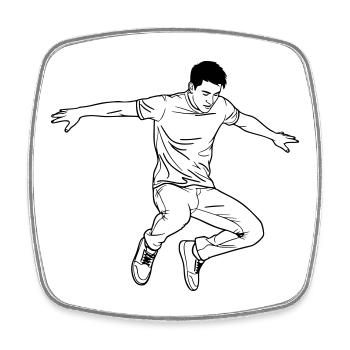 Art de ligne Dancing Man - Magnet carré - blanc - Devant