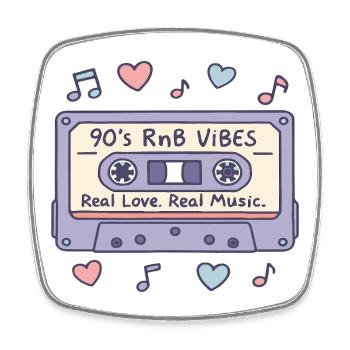 90s RnB Vibes Kassette – Retro Musik Nostalgie - Viereckiger Kühlschrankmagnet - Weiß - Vorne