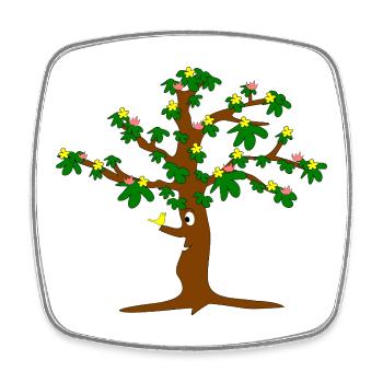 Arbre plein de fleurs - Magnet carré - blanc - Devant