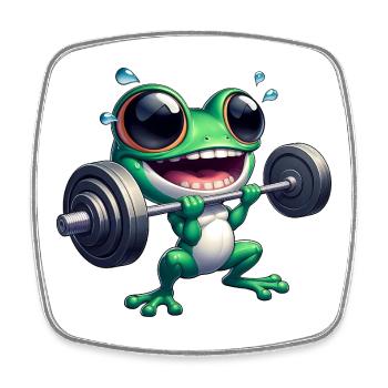 Frosch Fitness Hantel Workout Bodybuilding Gym - Viereckiger Kühlschrankmagnet - Weiß - Vorne