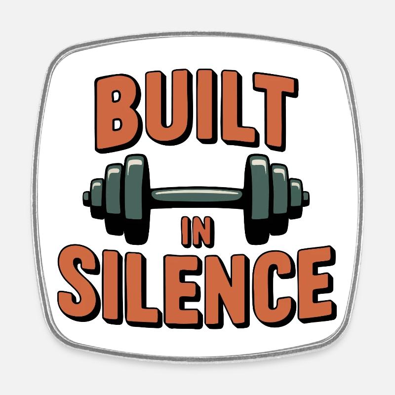 Construit en silence - Magnet carré - blanc