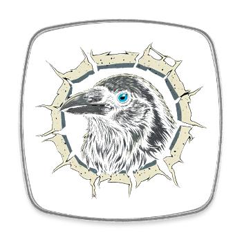 Gothic Krähe guckt aus Riss - Rabe - Viereckiger Kühlschrankmagnet - Weiß - Vorne