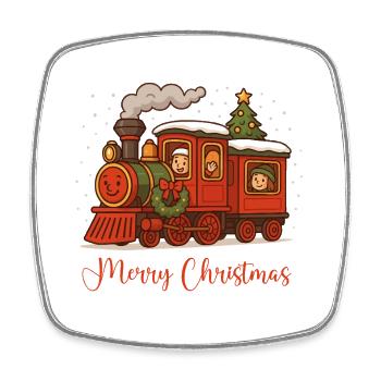 Weihnachtslokomotive Cartoon - Viereckiger Kühlschrankmagnet - Weiß - Vorne